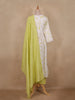 Lime Green Floral Embroidered Design Cotton Anarkali Salwar Suit