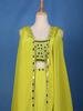 Lime Green Mirror Embroidered Crepe Skirt Top - Diadem