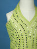 Lime Green Mirror Work Kids Net Lehenga - Diadem