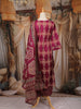 Magenta Geometric Printed Cotton Salwar Suit with Matching Dupatta