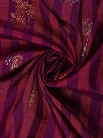 Magenta Purple Striped Woven Pure Kanchipuram Silk Saree - Diadem