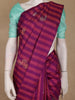 Magenta Purple Striped Woven Pure Kanchipuram Silk Saree - Diadem