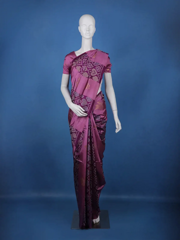 Magenta Purple floral Design Semi Tissue Saree - Diadem