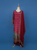 Magenta Printed Straight Cut Salwar Suit with Mirror Embellishments - Diadem
