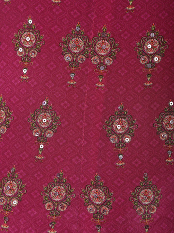Magenta Printed Straight Cut Salwar Suit with Mirror Embellishments - Diadem