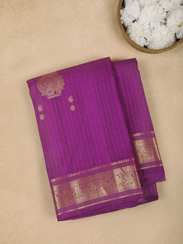 Magenta Purple Annapakshi Motif Pure Kanchipuram Silk Saree - Diadem