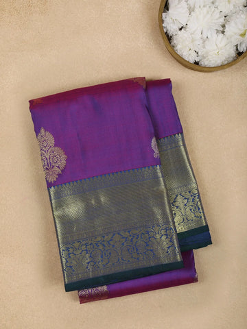 Purple Floral Butta Pure Kanchipuram Silk Saree - Diadem