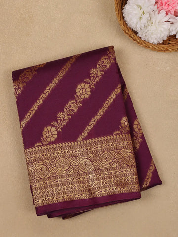 Magenta Wine Floral Design Silk Saree - Diadem