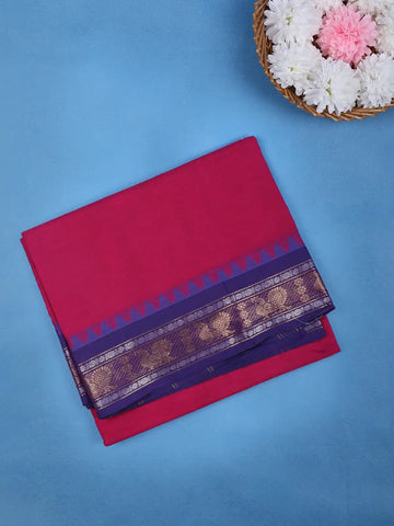 Majestic Magenta Solid Designed Cotton Saree - Diadem