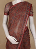 Maroon Ajrakh Floral And Geometric Printed Cotton Saree - Diadem