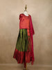 Maroon And Green Floral Zari Woven Raw Silk Pattu Pavadai with Dupatta