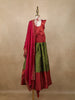 Maroon And Green Floral Zari Woven Raw Silk Pattu Pavadai with Dupatta