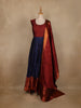 Maroon And Navy Blue Banarasi Silk Anarkali Gown with Dupatta - Diadem