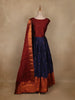 Maroon And Navy Blue Banarasi Silk Anarkali Gown with Dupatta - Diadem
