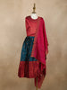 Maroon And Teal Blue Zari Woven Raw Silk Pattu Pavadai with Dupatta