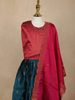 Maroon And Teal Blue Zari Woven Raw Silk Pattu Pavadai with Dupatta