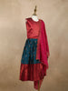 Maroon And Teal Blue Zari Woven Raw Silk Pattu Pavadai with Dupatta