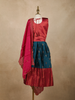 Maroon And Teal Blue Zari Woven Raw Silk Pattu Pavadai with Dupatta