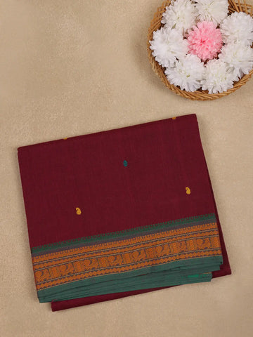 Maroon Butta Design Cotton Saree - Diadem