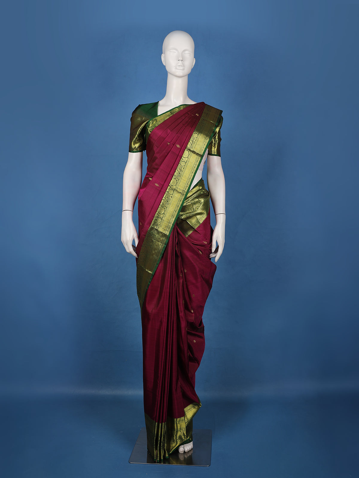 Maroon Butta Woven Design Pure Kanchipuram Silk Saree