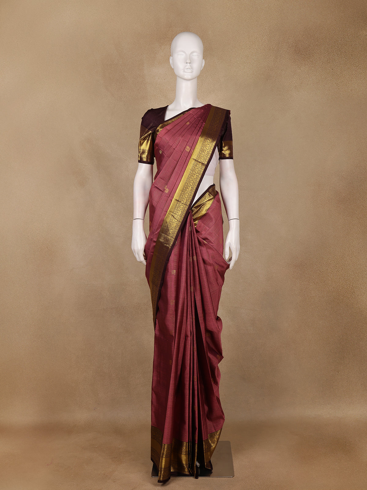 Maroon Butta Woven Design Pure Kanchipuram Silk Saree