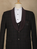Maroon Checked Design Viscose Men's Suit - Diadem