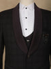 Maroon Checked Design Viscose Men's Suit - Diadem