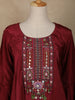 Maroon Embellished Design Crepe Palazzo Salwar Suit