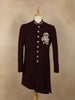 Maroon Embroidered Design Jacquard Indo-Western Sherwani