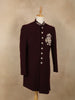 Maroon Embroidered Design Jacquard Indo-Western Sherwani