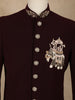 Maroon Embroidered Design Jacquard Indo-Western Sherwani