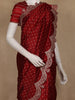 Maroon Small Butta Design katan Banarasi Saree with Embroidered Scalloped Border