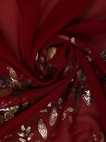 Maroon Floral Design Georgette Designer Saree - Diadem