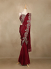 Maroon Floral Design Georgette Ready To Wear Saree With Matching Embroidered Blouse - Diadem