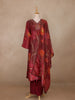 Maroon Floral Design Organza Salwar Suit - Diadem