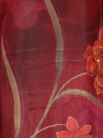 Maroon Floral Design Organza Salwar Suit - Diadem