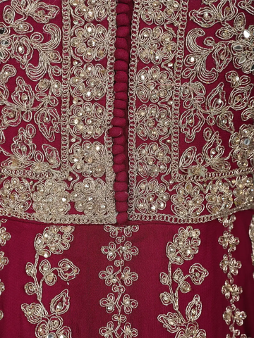 Maroon Floral Designed Anarkali Georgette Gown - Diadem
