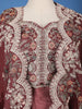 Maroon Floral Embroidered Cape Style Draped Satin Skirt Top - Diadem