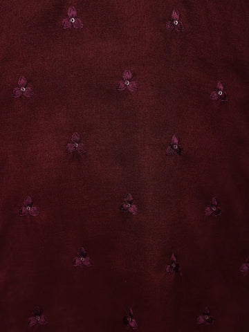 Maroon Floral Embroidered Cotton Kurta for Men - Diadem