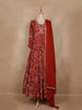 Maroon Floral Embroidered Design Georgette Gown With Dupatta