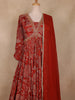 Maroon Floral Embroidered Design Georgette Gown With Dupatta