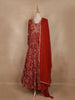Maroon Floral Embroidered Design Georgette Gown With Dupatta