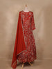 Maroon Floral Embroidered Design Georgette Gown With Dupatta