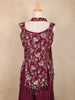 Maroon Floral Embroidered Design Raw Silk Palazzo Suit