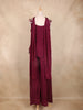 Maroon Floral Embroidered Design Raw Silk Palazzo Suit