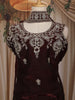 Maroon Floral Embroidered Organza Palazzo Suit