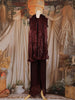 Maroon Floral Embroidered Organza Palazzo Suit