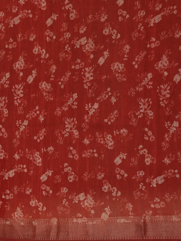 Maroon Floral Printed Banarasi Silk Saree - Diadem