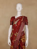 Maroon Floral Printed Banarasi Silk Saree - Diadem