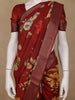 Maroon Floral Printed Banarasi Silk Saree - Diadem
